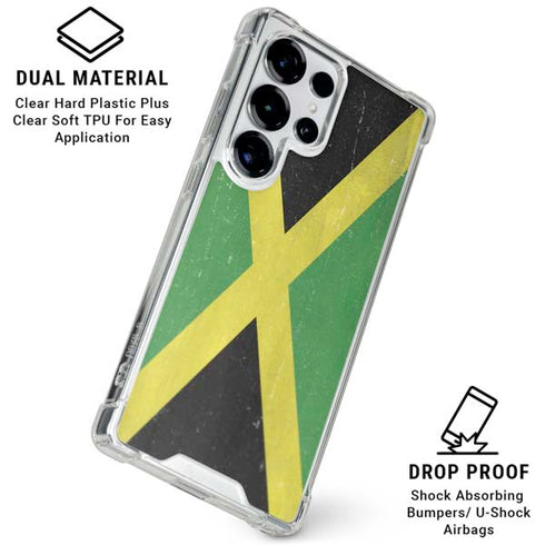 Jamaica Flag Distressed Galaxy S25 Ultra Clear Case